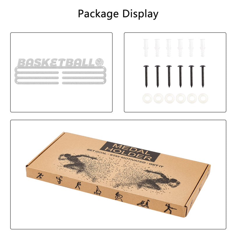 GLOBLELAND Basketball Medal Holder Display Hanger Rack Frame for Sport Race Metal Medal Hanger for Basketball Player,15.75x6Inches - BeesActive Australia