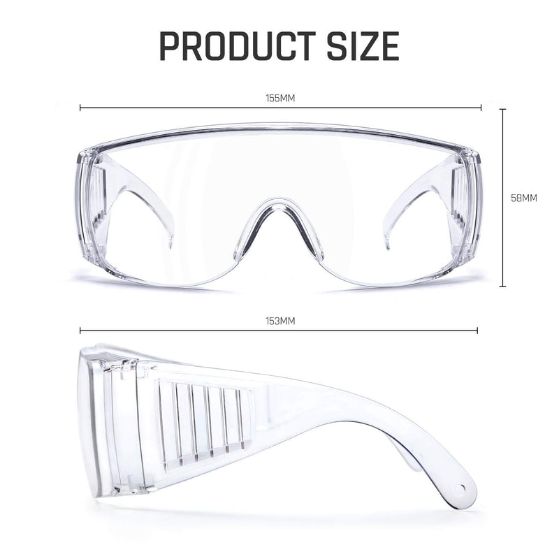 Safety glasses Industrial Goggles with Anti-fog Lens, Clear Safety glasses with Anti-Scratch Lens Goggles Inside Eyeglasses(Transparent) Transparent Frame - BeesActive Australia