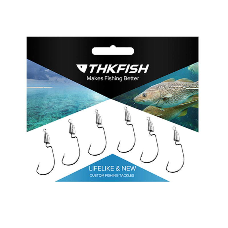 [AUSTRALIA] - thkfish Bullet Jig Head Weighted Hooks for Bass Fishing Saltwater Freshwater Weighted Offset Hook Weedless 1/6 oz 1/4 oz 3/8 oz 1/2 oz 20 pieces 1/6 oz 