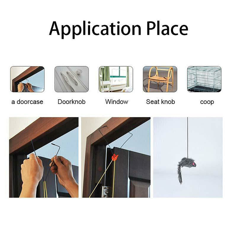 Cat Toy Rope Mouse Play Supplies, Hanging Retractable Cat Catching Mouse Toy, Funny Door Hanging Bouncing Mouse Retractable Plush Mice Cat Interactive Toy Black - BeesActive Australia