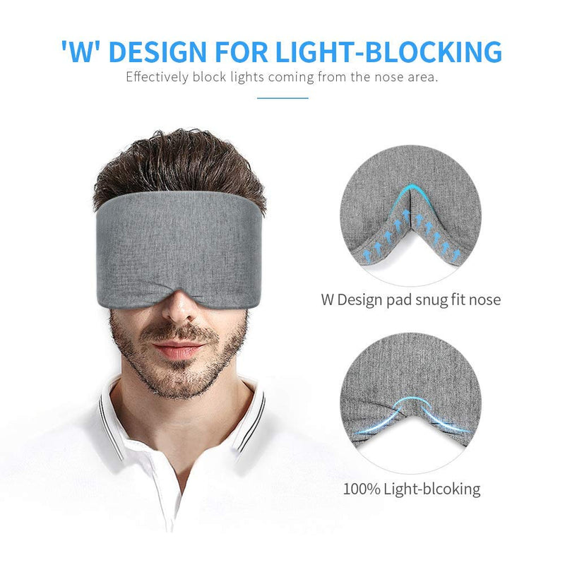Handmade Cotton Sleep Mask - New Upgrade Light Blocking Sleeping Eye Mask Soft and Comfortable Eye Shape Blinder Blindfold Airplane with Pouch for Nap Sleeping Travel for Women Men Kids(Gray Modal) Original - With Blackout Nose Pads - BeesActive Australia