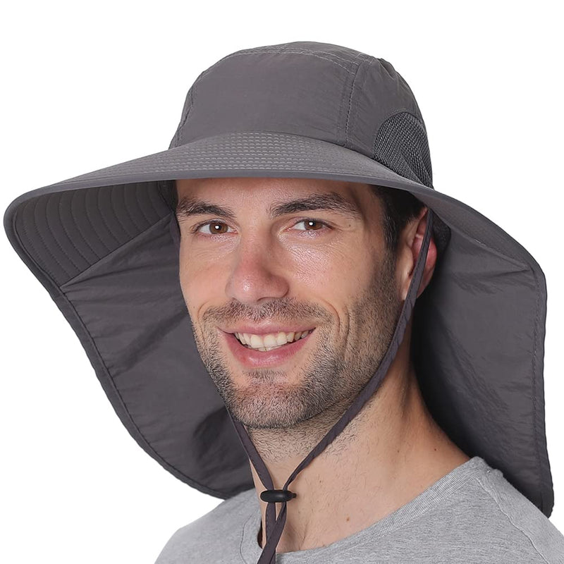 Wide Brim Sun Hat with Neck Flap, Adjustable Outdoor 50+UPF Protection Safari Cap Womens Mens Hiking Fishing Hat Army Green - BeesActive Australia