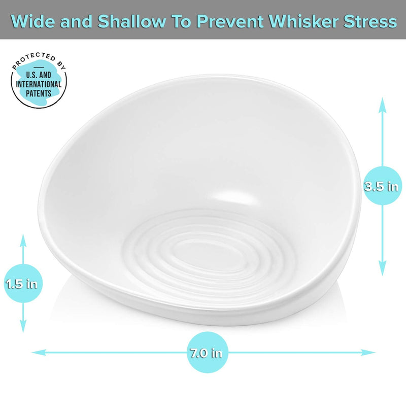 CatGuru Cat Food Bowl, Ceramic Cat Bowls, No Spill Cat Bowl, Whisker Stress Free Cat Food Bowls, Reliefs Whisker Fatigue, Non Skid Cat Bowls for Food and Water High-Low White - BeesActive Australia