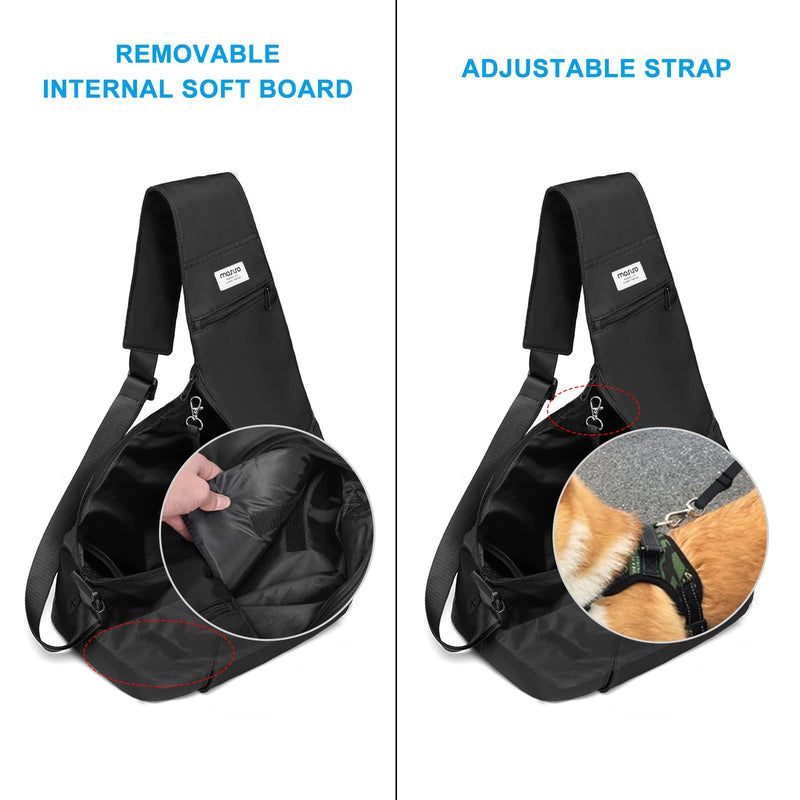 MOSISO Dog Cat Carrier Sling Bag,Small Pet Carrier Curved Zipper Tote Bag Hands Free Adjustable Strap Puppy Bag with Safety Belt Padded Bottom Support for Up to 4.5 lbs Pets Outdoor Travelling, Black - BeesActive Australia