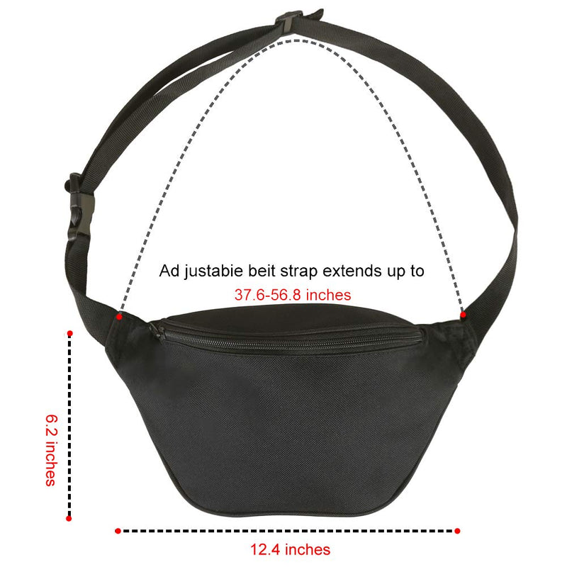Zip Running Fanny Pack for Women and Men,Canvas Waist Bag with Adjustable Strap for Outdoors Workout Running,Hiking,Traveling,Biking,Rave and Festival 01 Black - BeesActive Australia