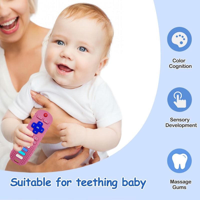 3 Pack Remote Control Shape Silicone Teethers for Babies Chew Toys, Teething Toys for Infant Toddlers,Baby Remote Control Toy (Black&Blue&Pink) Black&Blue&Pink - BeesActive Australia