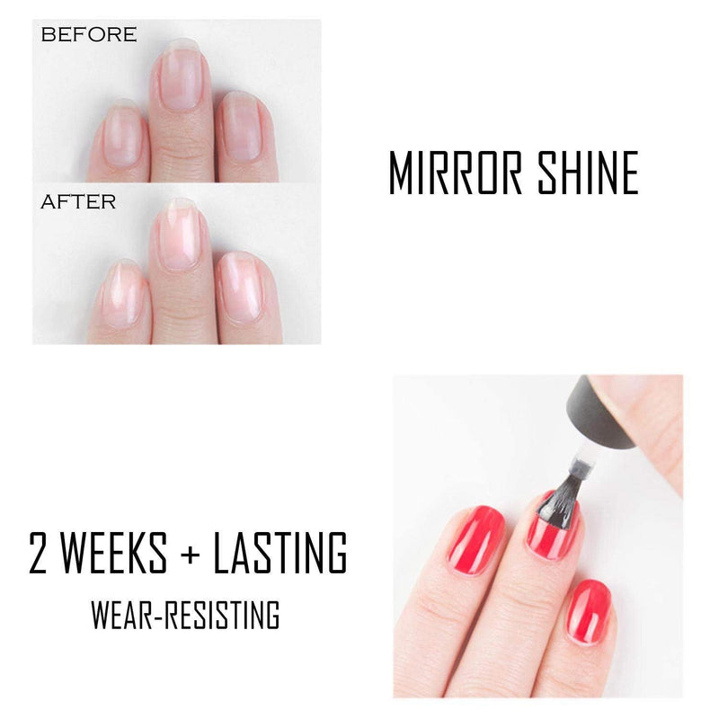 Vishine Soak Off Base Coat + No Wipe Top Coat Set Quick Dry Long Lasting Shine High Gloss Mirror Effect Nail Art 15ML Each Bottle - BeesActive Australia