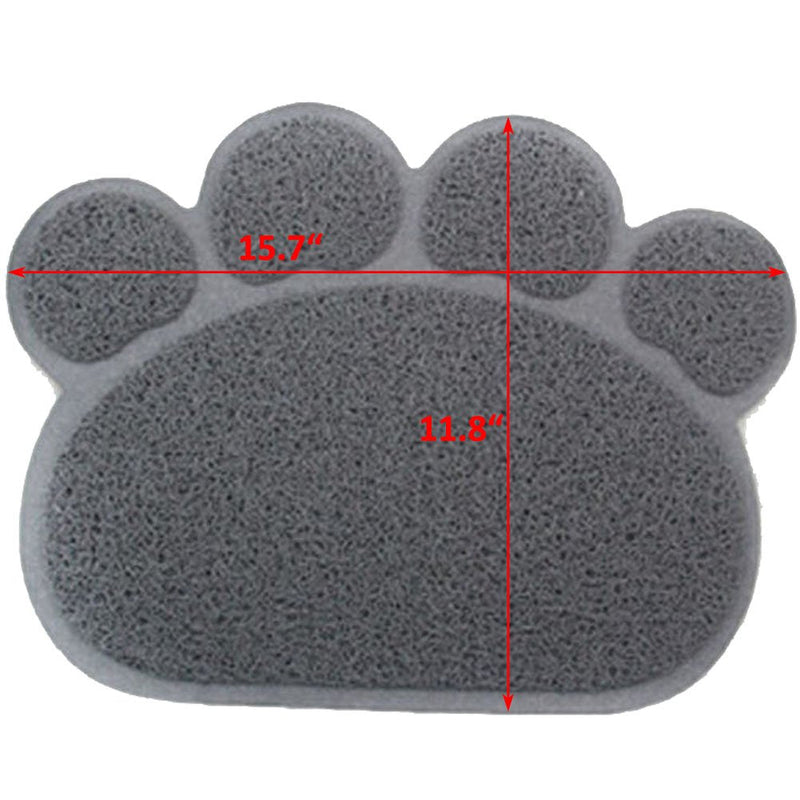 JOYJULY PVC Pet Dog Cat Puppy Kitten Dish Bowl Food Water Placemat Mat Paw Shape 11.8"*15.7"(30*40cm) Grey - BeesActive Australia