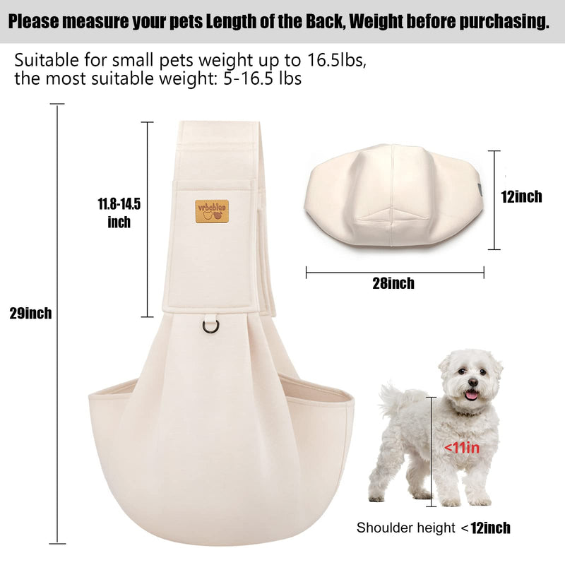 vrbabies Pet Dog Sling Carrier for Small Dogs Comfortable Adjustable Strap Hands Free Travel Safe Sling Bag Carrier for Dogs Cats Beige - BeesActive Australia