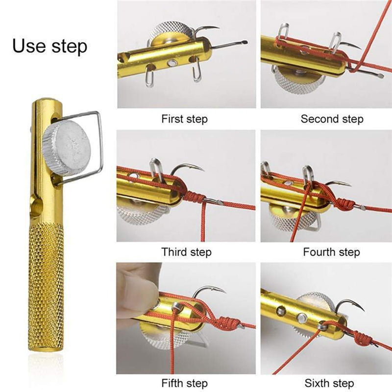 POPETPOP Fishing Line Knot Tying Tool Metal Fishing Hook Hook Tie Device Strand Knotter (Random Color) - BeesActive Australia