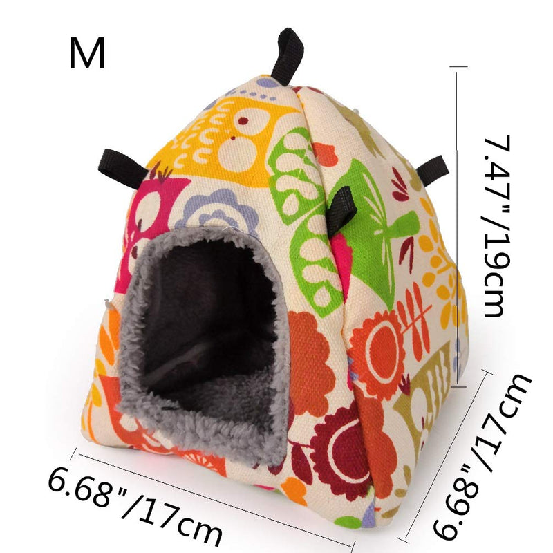 Bird Plush Hammock Parrot Hanging Snuggle Cave Happy Hut Tent for Parakeet Cockatiel Conure Lovebird Budgie Hamster Gerbil Rat Chinchilla Squirrel Cage Medium Beige Pattern - BeesActive Australia