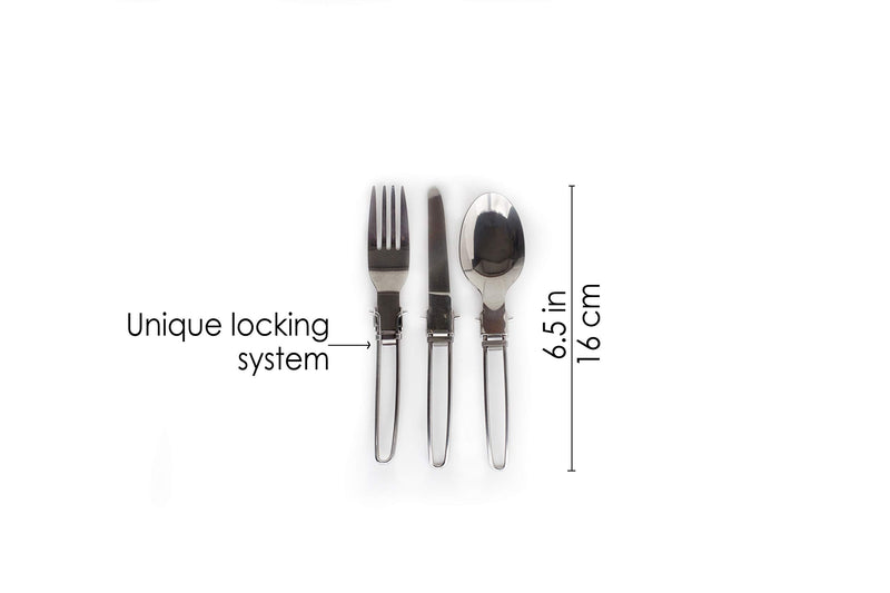 LIFE 2 GO 3-Piece Stainless Steel Folding Utensil Set/Silverware with Storage Case includes a Fork, Spoon, and Knife and is portable, lightweight with a strong and compact design. - BeesActive Australia