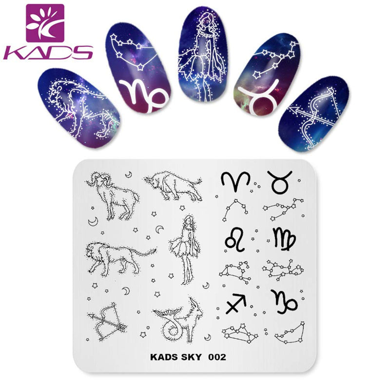 KADS Nail Art Stamp Plate Night Sky Series Nail stamping plate Template Image Plate Nail Art DIY Decoration Tool - BeesActive Australia