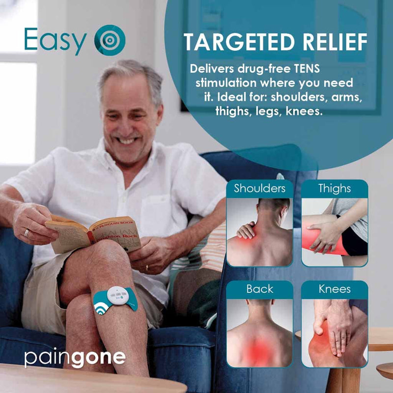 Paingone Easy - Wearable Effective Pain Relief | Wireless TENS Machine for Back, Arms, Legs and Shoulder Pain | Portable TENS Machine for Pain Management | Drug-Free Treatment | 2 Year Guarantee 1 Count (Pack of 1) - BeesActive Australia