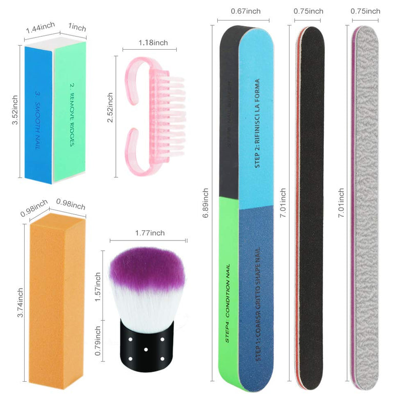 Nail Files and Buffers, Professional Manicure Tools Kit with 5pcs Nail Buffer Blocks, 8pcs White and Black 100/180 Grit Emery Board, 2pcs 7 Ways Buffer, 2pcs 4 sided buffer and Bonus 2 Nail Brushes - BeesActive Australia