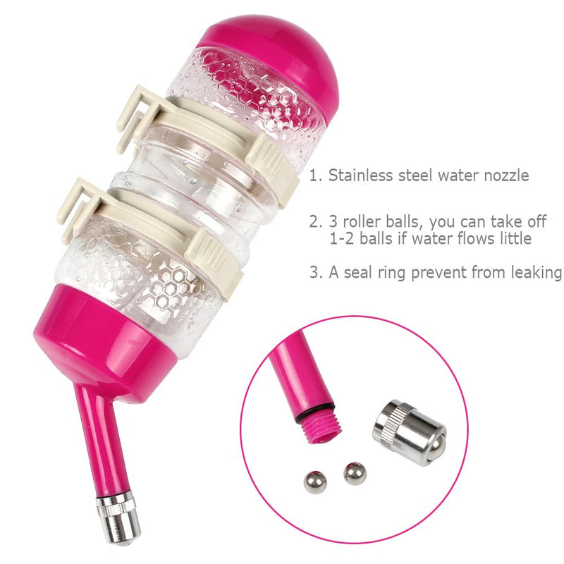 Pawow Pet Dog Cat Automatic Water Food Feeder Bowl Bottle Standing Dispenser Pink - BeesActive Australia