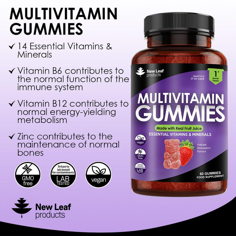 Multivitamin Gummies High Strength for Men Women - Vegetarian +14 Essential Vitamins & Minerals - Gluten Free, Non-GMO Multi Vitamins Chewable Adults Vitamin C A D E B12 B6 & Biotin, Zinc & Iodine Adults Coated Gummies - BeesActive Australia