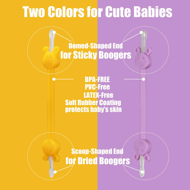 Booger Picker for Infants, Baby Nasal Booger and Earwax Remover for Newborns and Toddlers, Safe & Easy to Use, Infant Booger Picker for Sticky & Dried Boogers, Baby Boogie Picker (Orange & Purple) Orange + Purple - BeesActive Australia