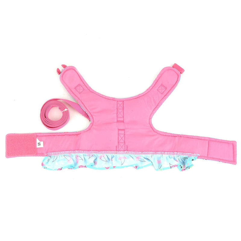 SMALLLEE_LUCKY_STORE Bow Flower Striped Print Cat Small Dog Harness Dress with Leash for Girls Adjustable No Pull Escape Proof Soft Walking Jacket Waterproof Puppies Kitten Harness Vest Outdoor M(chest 16.5-17.5 Inch) blue cherry - BeesActive Australia