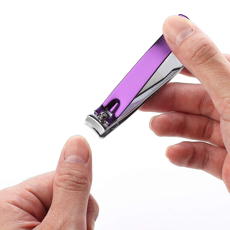 JXS 4 Pcs Purple Nail Clippers, Fingernail and Toenail Clipper, Sharp and Durable Nail Cutter with Nail File 4*Purple - BeesActive Australia