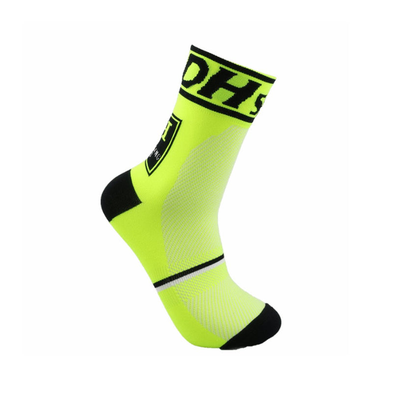 Men's Cycling Socks Unisex Breathable Sports Running Trekking Athletic Basketball Socks 3 Pairs(white+green+orange) - BeesActive Australia