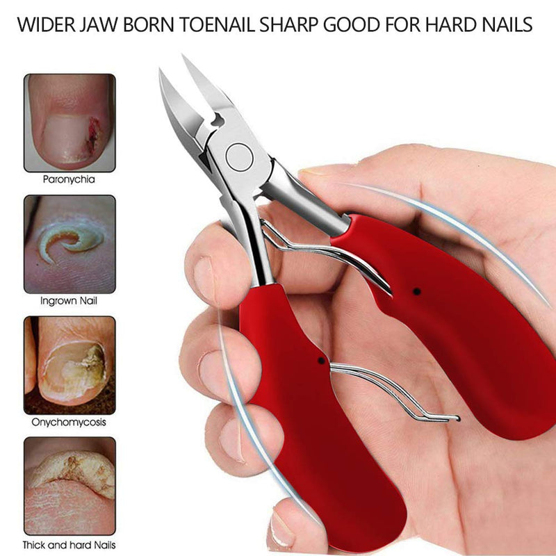 Podiatrist Toenail Clippers, MEINV 4 PCS Professional Ingrown Toe Nail Clippers for thick nails for seniors & Men,Pedicure Toenail Cutters,Super Sharp Curved Blade Grooming Tool(Red) Red - BeesActive Australia