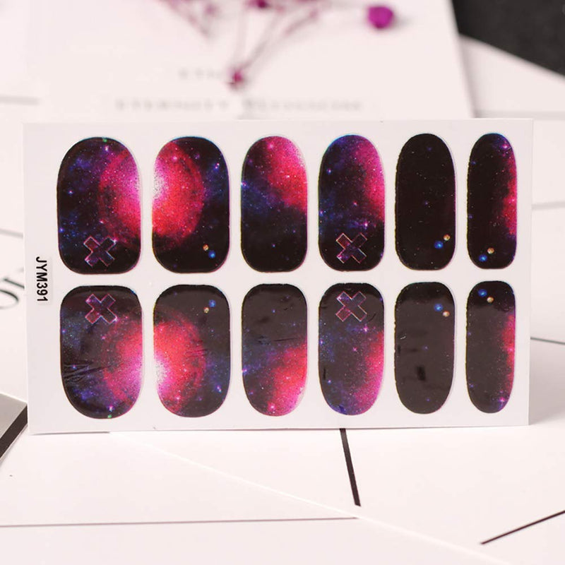 SILPECWEE 6 Sheets Adhesive Nail Art Polish Stickers Tips Starry Aurora Nail Wraps Decals Strips Set Manicure Decoration And 1Pc Nail File - BeesActive Australia