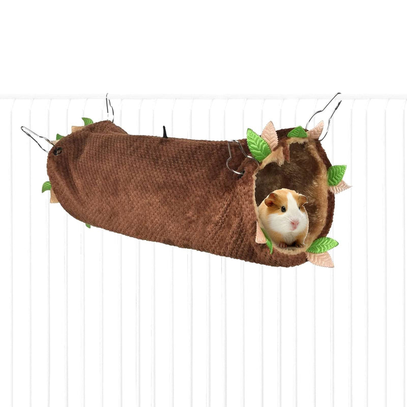 Petmolico 2 Pack Small Animal Hammocks, Warm Plush Hanging Tunnel & Double Tier Bunkbed Hammock Cage for Ferret Guinea Pig Chinchilla Squirrel Rat Hamster Hideout Sleeping Swing Hammock Brown - BeesActive Australia