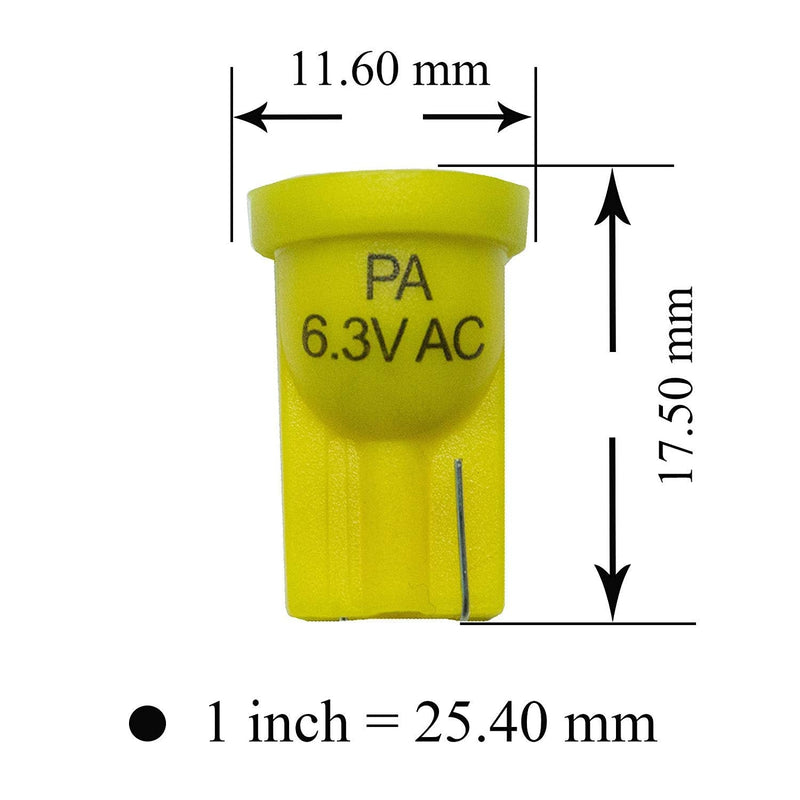 PA LED 10PCS #555 T10 1SMD LED Wedge Pinball Machine Light Top View Bulb Yellow(Amber)-6.3V - BeesActive Australia