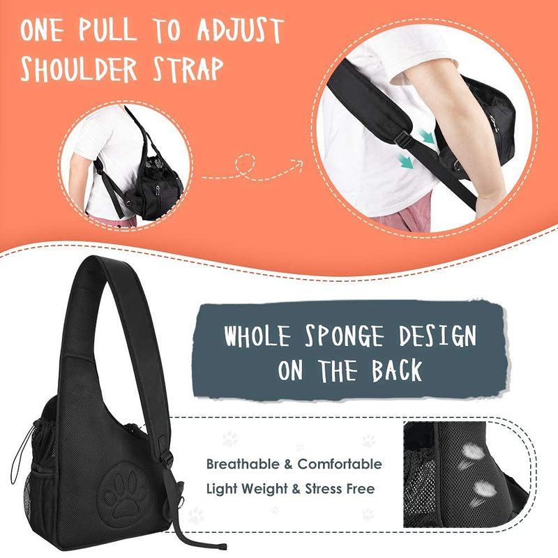 Lukovee Pet Dog Sling Carrier, Hard Bottom Support and Hands Free Papoose Puppy Travel Bag Tote , Breathable Mesh Adjustable Padded Strap Pocket Safety Belt Machine Washable With hard plate bottom support For Pets Up to 6 lbs - BeesActive Australia