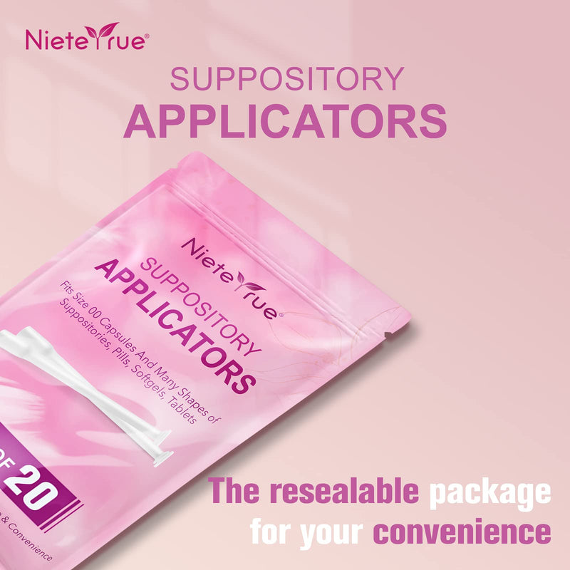 Nieteyrue (20 Packs) Disposable Vaginial Applicators Individually Wrapped Hygienic Fit to Size 00 Cap-sules and Many Shapes of Suppositories, Tablets Feminine Care Applicators from 20 Count (Pack of 1) - BeesActive Australia