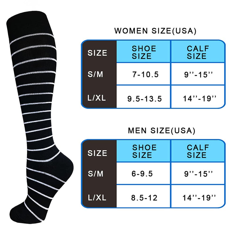 4 Pairs Compression Socks - Compression Socks for Women & Men Circulation - Best Support for Nurses, Running, Athletic F-multicoloured 01 Small-Medium - BeesActive Australia