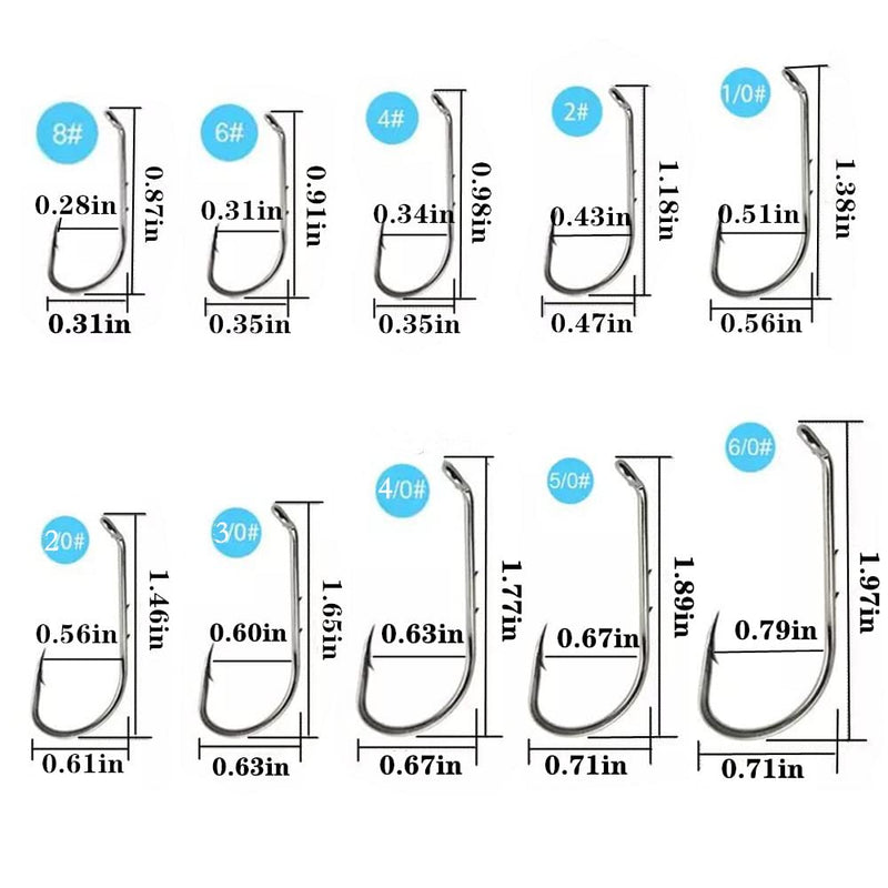 CAJOAUIS Baitholder Fishing Hooks 100pcs/ Pack Barbed Shank Down Eye Fishing Offset Hooks 1/0-100PCS - BeesActive Australia