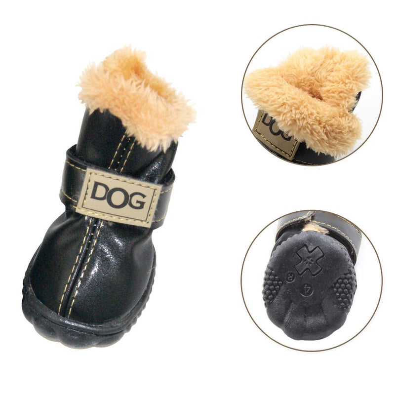 WINSOON Dog Australia Boots Pet Antiskid Shoes Winter Warm Skidproof Sneakers Paw Protectors 4-pcs Set Black Size 5 - BeesActive Australia