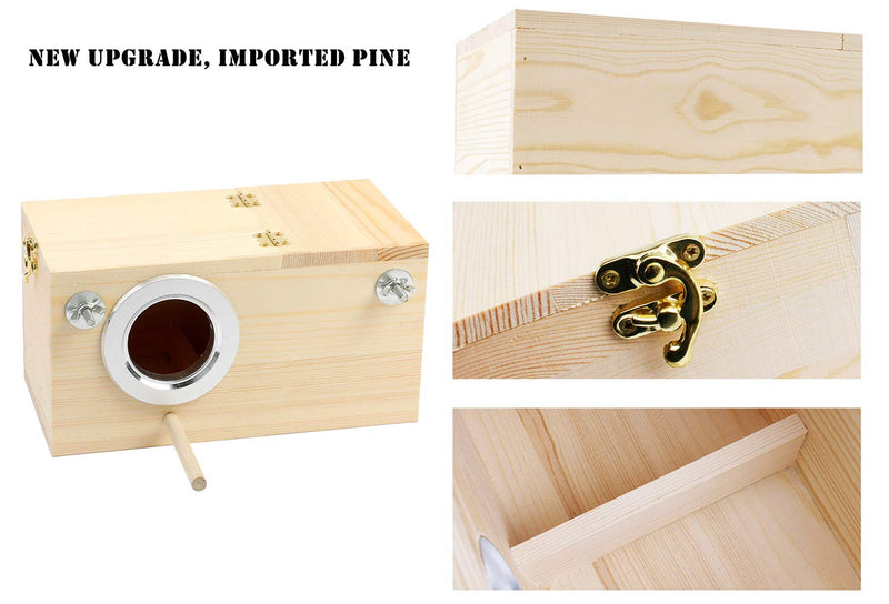 YJJKJ Pine Wood Parakeet Nest Box Bird House Budgie Breeding Mating Box for Lovebirds Cockatiel Parrotlets Medium - BeesActive Australia