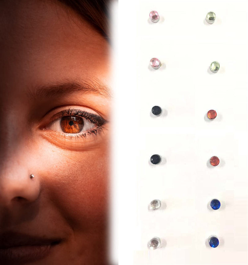 Tangyu 12 Pcs Magnetic Nose Ring, Nose Rings Magnetic Non Piercing Stud, Crystal Magnetic Stud Earring Magnet Nose Ear Lip Stud Non Piercing for Women Men - BeesActive Australia