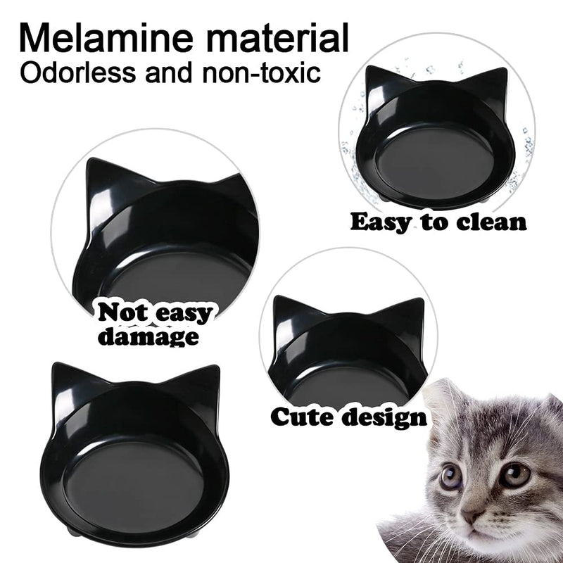 Cat Bowl Non Slip Cat Food Bowls Shallow Cat Water Bowls to Stress Relief of Whisker Fatigue, Pet Food Bowl Cat Feeding Wide Bowls Dog Bowl for Puppy Cats Dogs Small Animals(Safe Food-grade Material) Black+Grey - BeesActive Australia