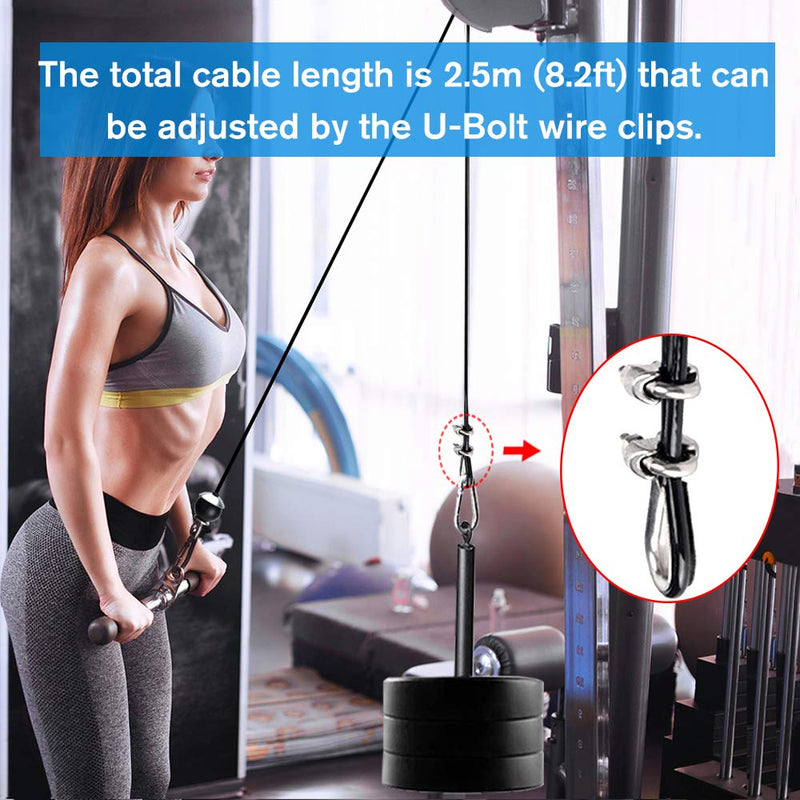 TOBWOLF 2M / 2.5M Gym Cable for Home Fitness Cable Pulley Machine System, Fitness Pulley Rope for DIY Home Gym Equipment, 5mm Thick Adjustable Length Heavy Duty Steel Wire Rope with Black PU Coating 2M (6.5FT) - BeesActive Australia