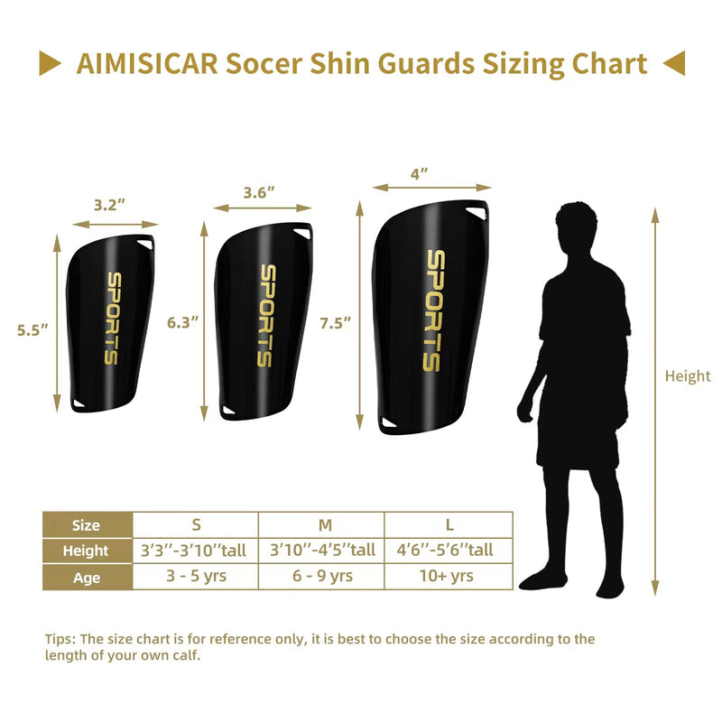 AIMISICAR Soccer Shin Guards Kids Youth, Shin Guard Sleeves and Shin Pads for 3-15 Years Old Boys and Girls for Football Games, EVA Cushioning Protection Reduces Shock and Injury Shin Guards+Sleeves,Black S ( 3'3" - 3'10" Tall ) - BeesActive Australia