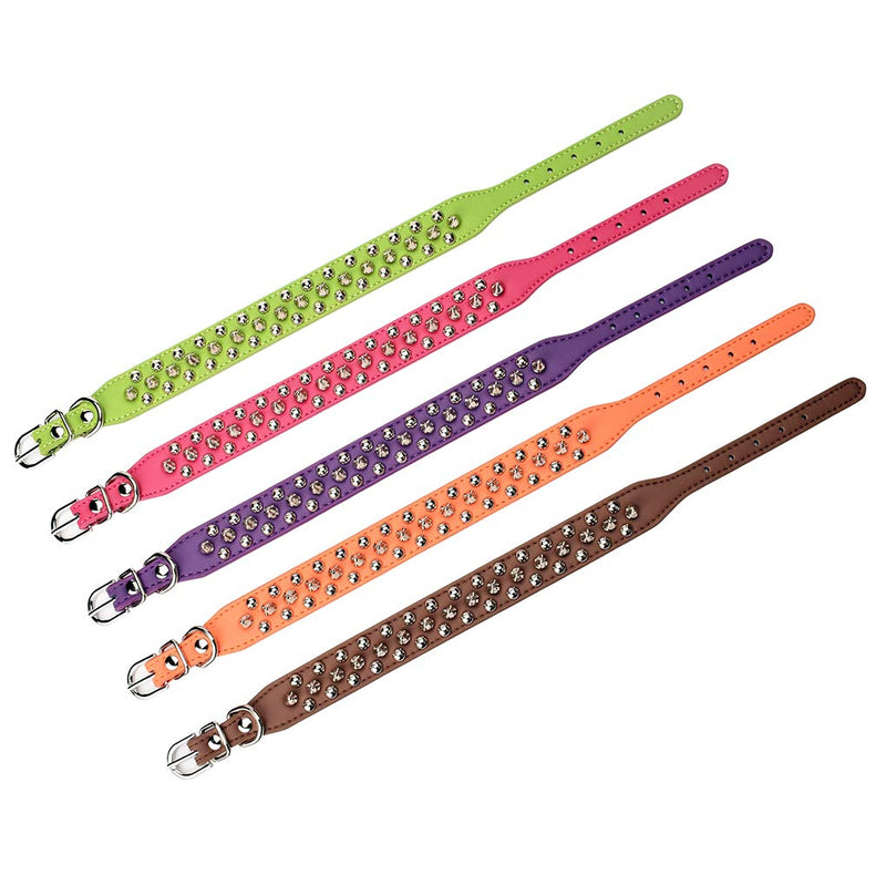 Aolove Mushrooms Spiked Rivet Studded Adjustable Pu Leather Pet Collars for Cats Puppy Dogs 8.2"-10.6" Neck Orange - BeesActive Australia