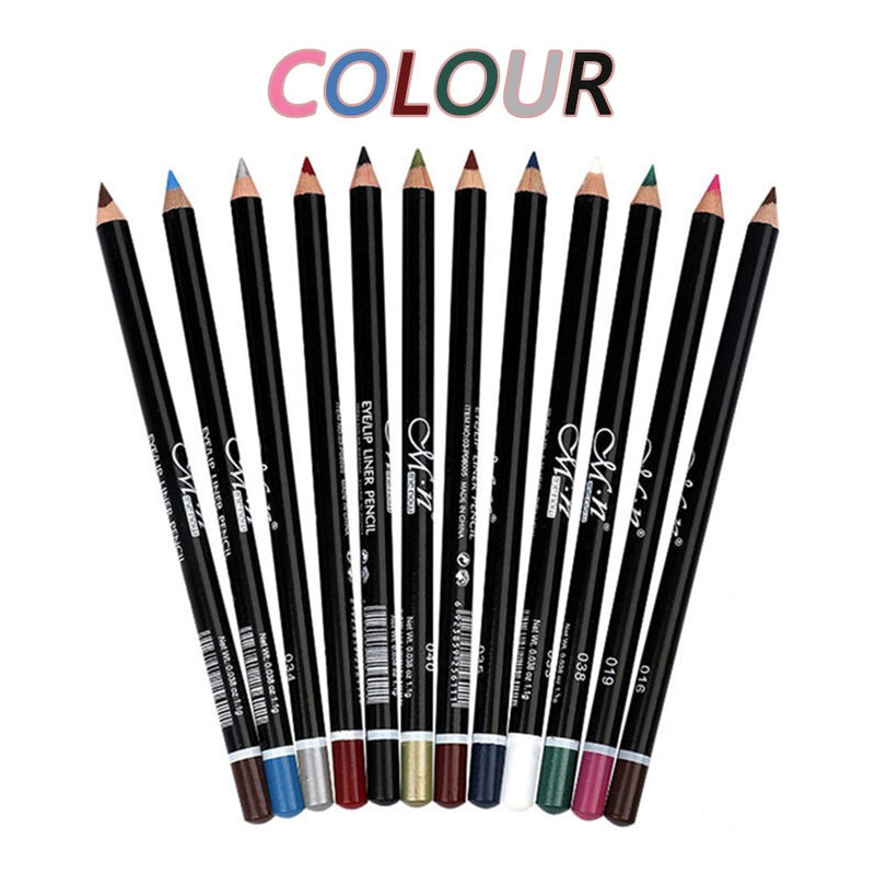 DC-BEAUTIFUL 12Pcs Lot Set 12 Colors Eyeliner Pencil Waterproof Eyebrow Pencil Cosmetics with a Pencil Sharpener - BeesActive Australia