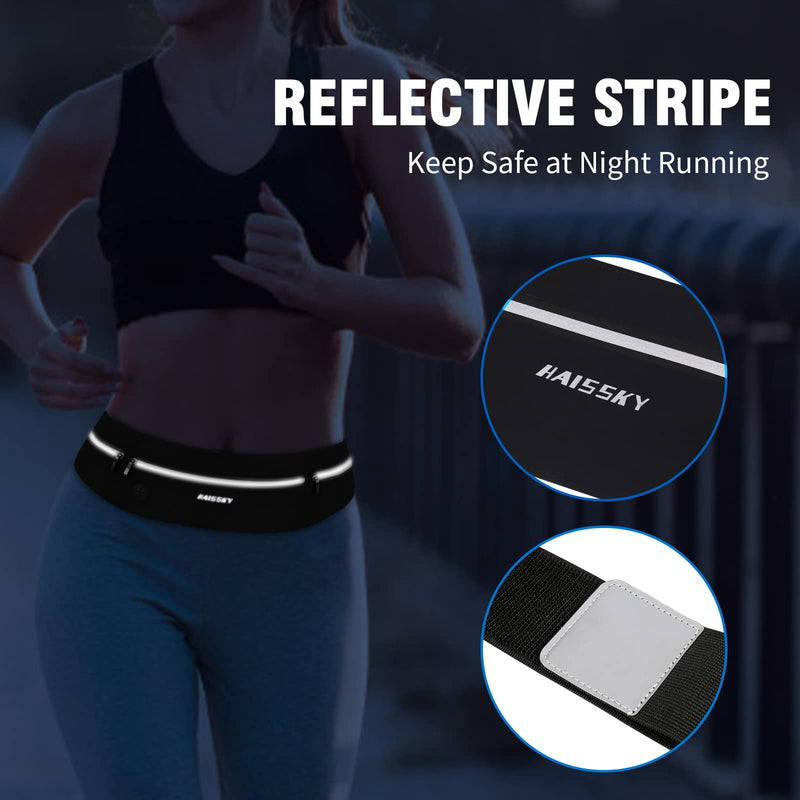 Waist Belt Pack Running Pouch Belt 3 Pocket Fanny Pack Adjustable Stretchy Sports Belt Water Resistant Cell Phone Belt for Running Fitness Travel Waist Belt with Headphone Port for Phone Up to 6.7in Black-3-Pockets - BeesActive Australia