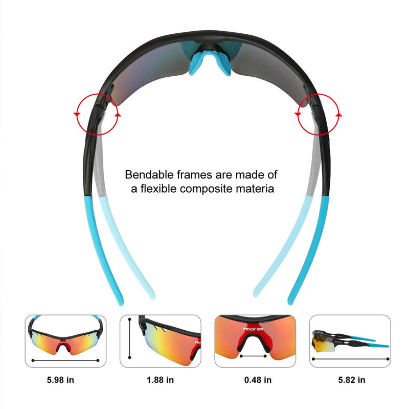 MooFee Cycling Glasses Sports Polarized Sunglasses for Men Women Riding Fishing Golf Baseball Running Glasses A-Black/Blue - BeesActive Australia