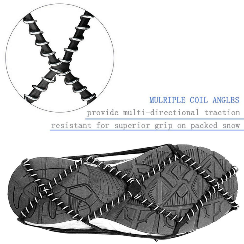 ZSFLZS Ice Cleats, Traction Cleats Grippers with Magic Tape Straps and a Storage Bag Non-Slip Over Shoe/Boot Rubber Spikes Crampons Anti Slip Walk Traction Cleats for Hiking Walking on Snow and Ice - BeesActive Australia