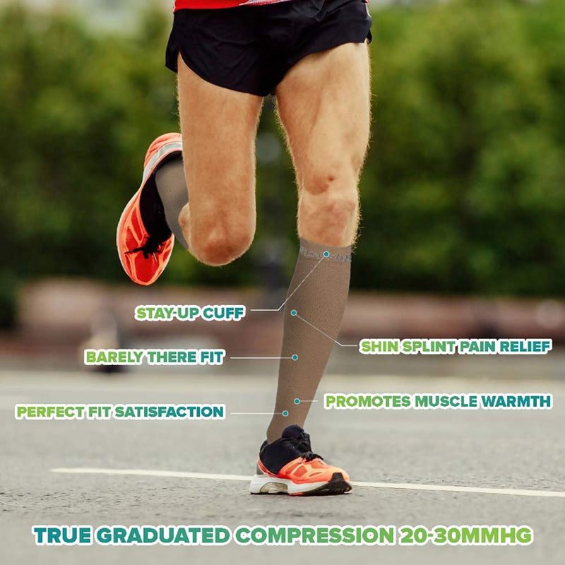 Run Forever Sports Compression Socks for Men & Women – 20-30mmHg Medical Grade Graduated Stockings Small Beige - BeesActive Australia