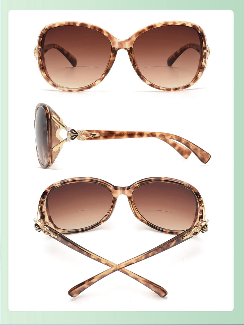 JM Classic Bifocal Reading Sunglasses Reader Glasses for Women UV Protection Outdoor Brown 2.25 x - BeesActive Australia