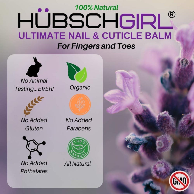 HÜBSCH GIRL Ultimate Nail & Cuticle Balm for Fingers & Toes Nail Cream Cuticle Oil to Nourish, Condition, Soothe, & Moisturize - Manicure Nail Oil with all Natural Ingredients for Cuticle Care (1 Unit) 1 Unit - BeesActive Australia