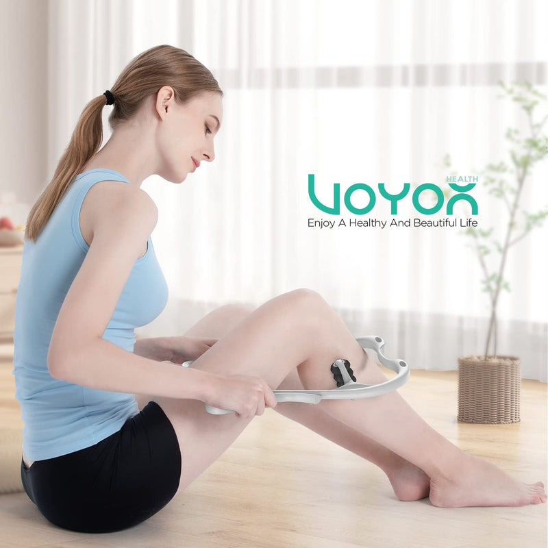 VOYOR Neck Massager Roller, Handheld Neck Massager for Neck Pain Shoulder Legs Muscle Relief, Deep Tissue Shiatsu Massage with 8 Pressure Trigger Point Balls, Lightweight & Portable MS410 (Grey) - BeesActive Australia