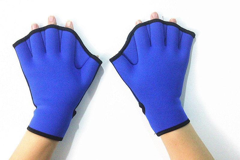 Harryshell(TM Water Resistance Fins Hand Glove Training Fingerless Webbed Flippers Paddle Swim Gloves Blue Big - BeesActive Australia