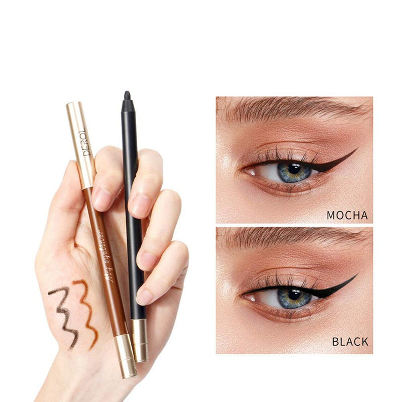 HIROCK Waterproof Eyeliner Pencil No Smudge Quick-drying Long-lasting Cosmetic Makeup Pencil Black Eyeliner Pencil Sharpener (02# Brown) 02# Brown - BeesActive Australia